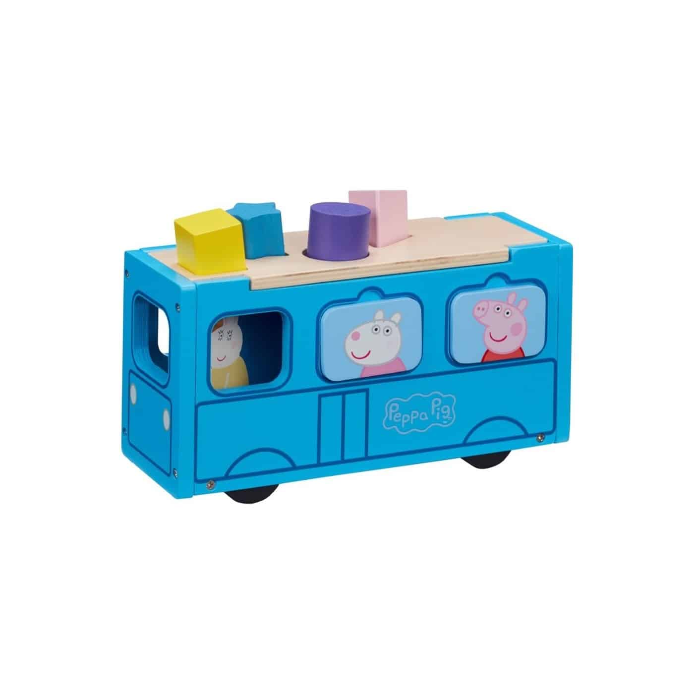 Peppa Pig Ξυλινο Σχολικο Λεωφορειο Με Σχηματα