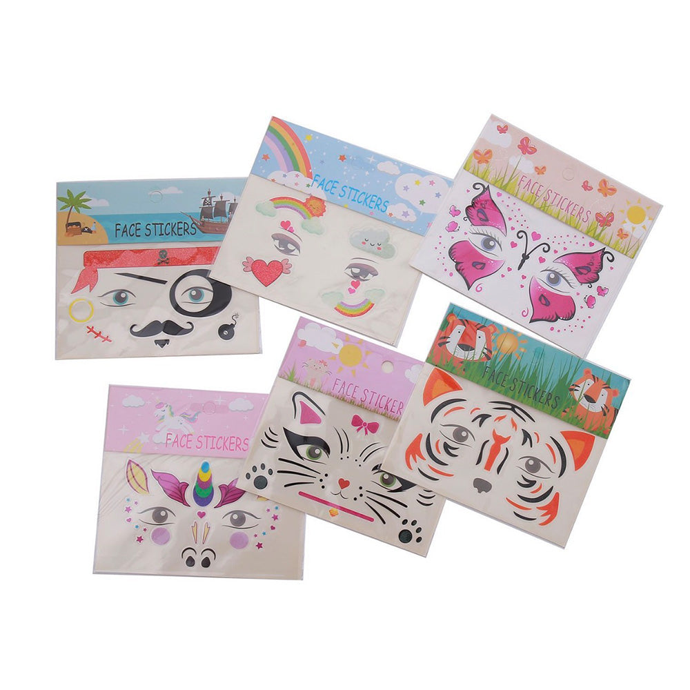 Παιδικά Αυτοκόλλητα Προσώπου σε 6 Σχέδια - 1 Τμχ