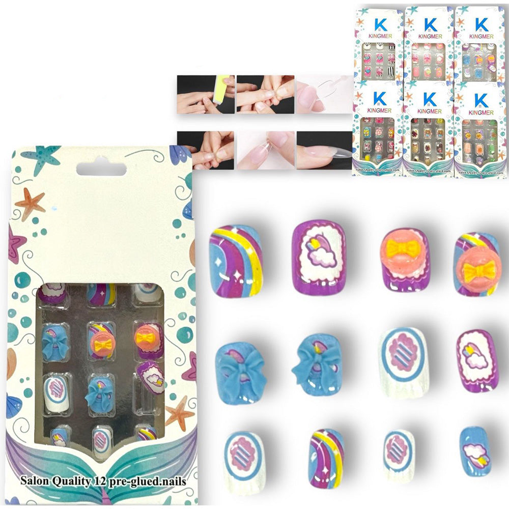 OEMΠαιδικά Νύχια Με Διακόσμηση 3D 12 Τμχ - 12 Σχέδια - 1 Τμχpapell.gr