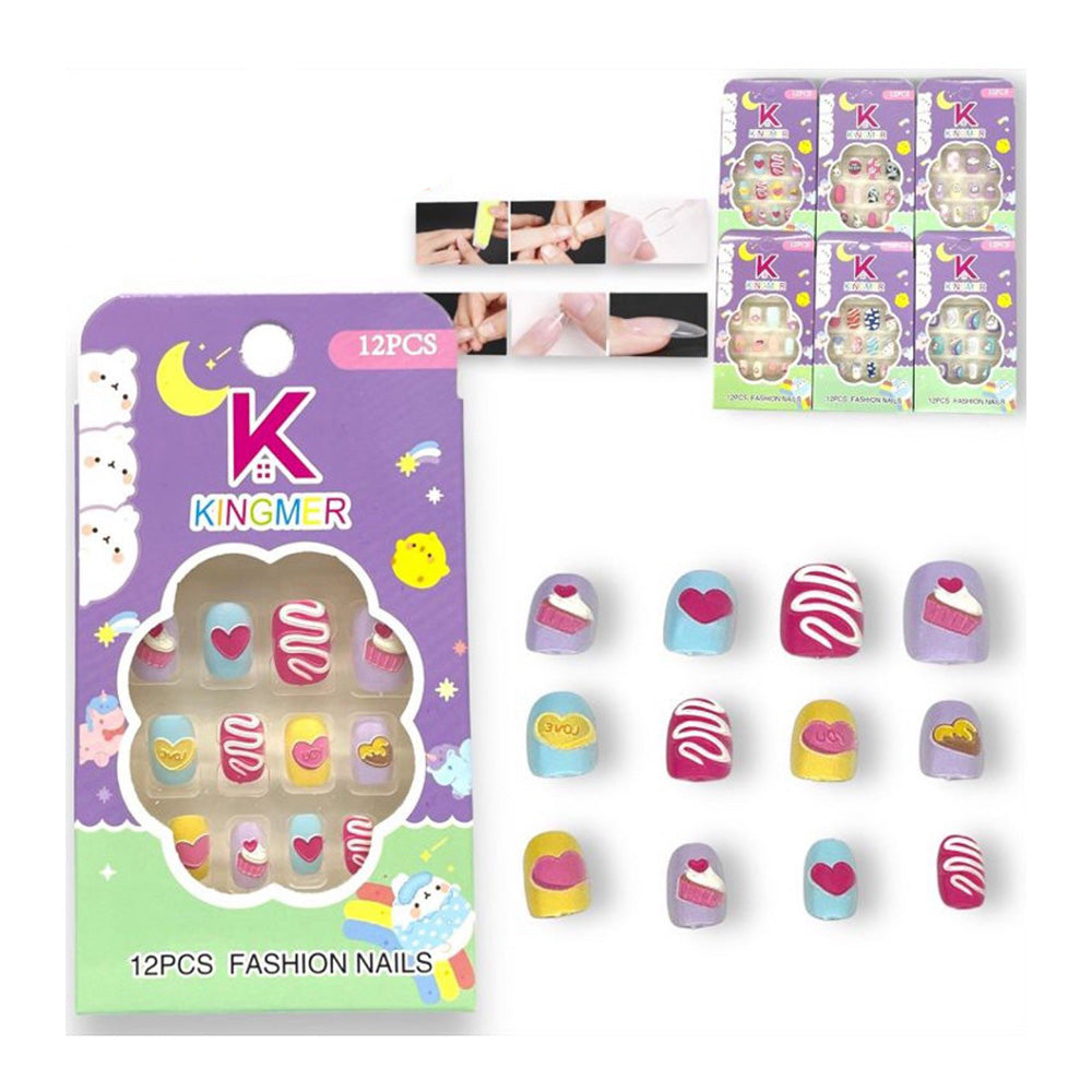 Παιδικά Τεχνητά Νύχια 12 Τμχ Σε 6 Σχέδια - 1 Τμχ