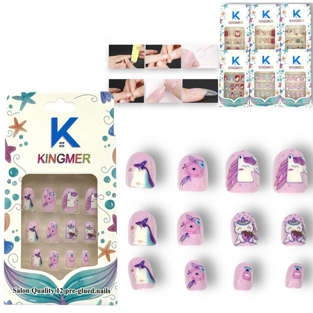 Παιδικά Τεχνητά Νύχια 12 Τεμάχια – 6 Σχέδια (1 Σετ)