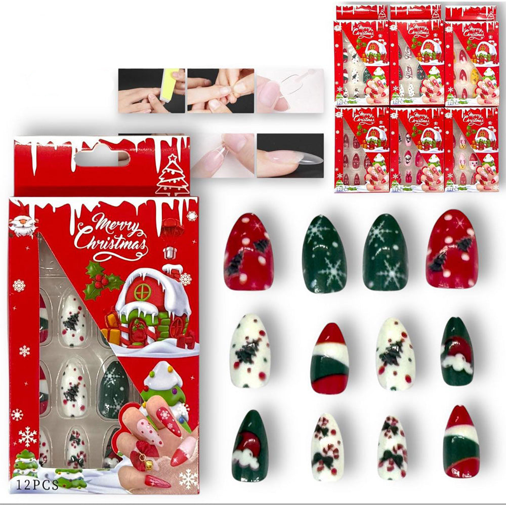Παιδικά Τεχνητά Νύχια Χριστουγεννιάτικα – Διάφορα Σχέδια (Σετ 12 Τεμαχίων)