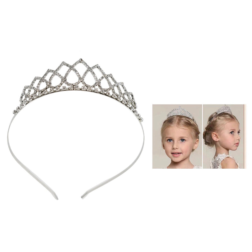 Παιδική Τιάρα Πριγκίπισσας Ασημί με Στρας