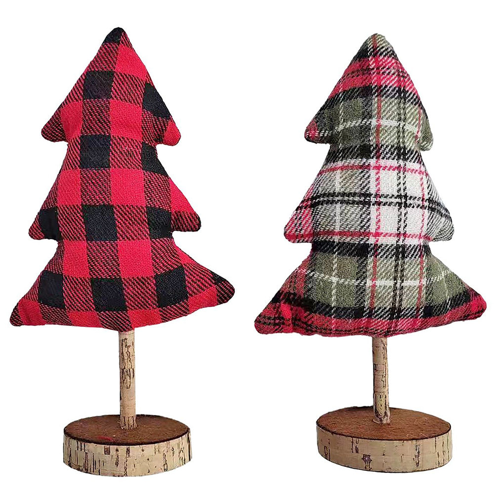 Χριστουγεννιάτικο Δέντρο Πάνινο Με Ξύλινη Βάση 23x15εκ 2 Σχέδια - 1τμχ