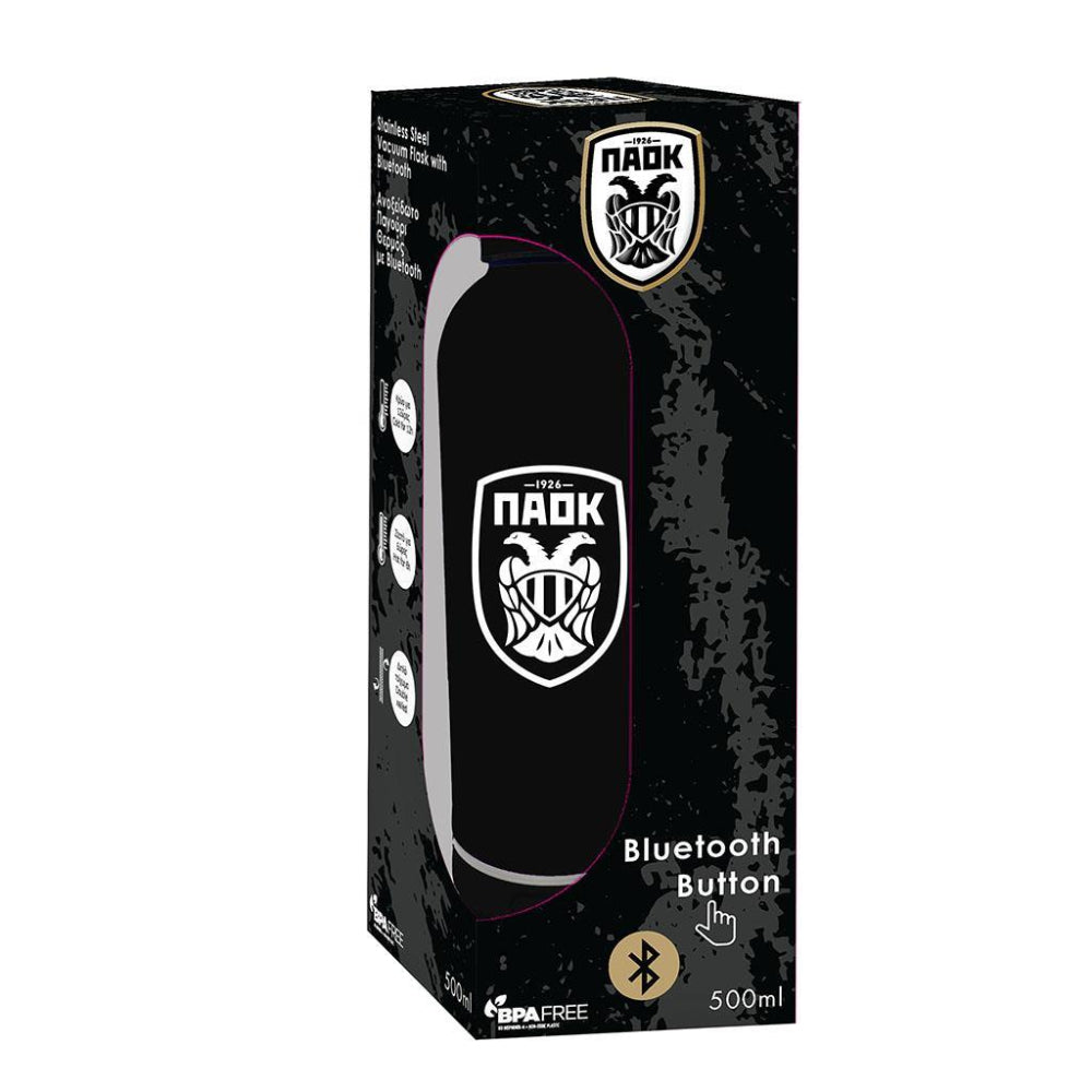 Παγούρι Θερμός Ανοξείδωτο με Bluetooth ΠΑΟΚ 7,4x22,2 εκ 500ml