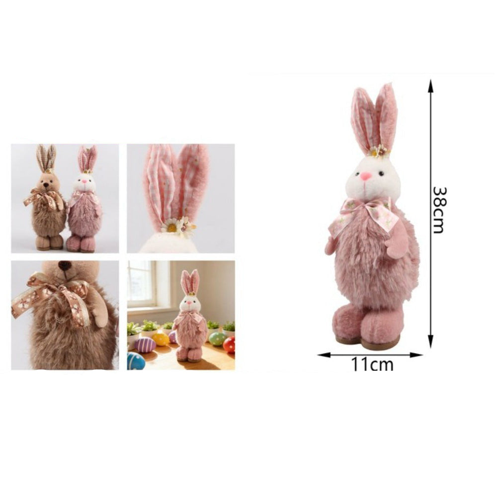 Πασχαλινό Λούτρινο Λαγουδάκι 38x10 εκ με Φιογκάκι σε 2 Χρώματα - 1 Τμχ