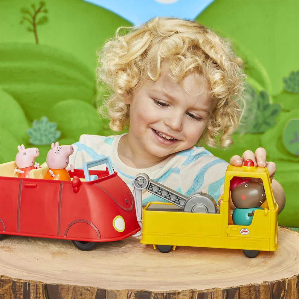 Hasbro Peppa Pig Granddad Dogs Tow Truck Construction Vehicle And Figure Set 