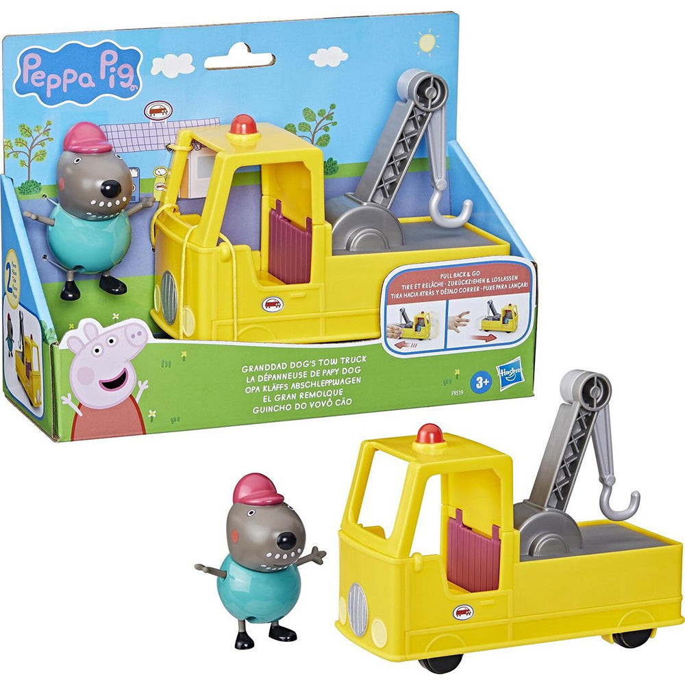 Hasbro Peppa Pig Granddad Dogs Tow Truck Construction Vehicle And Figure Set 