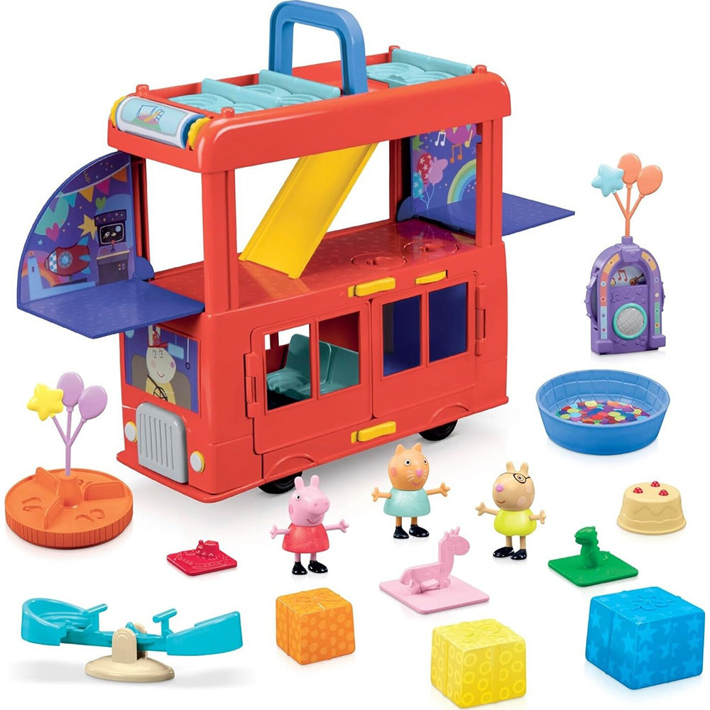 Hasbro Peppa Pig Peppas 2-In-1 Party Bus Playet Με Φιγούρες Και Αξεσουάρ Παιχνιδιών