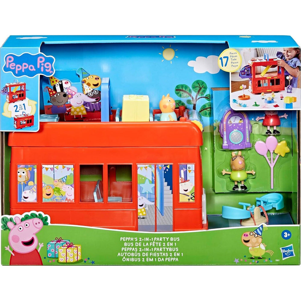 Hasbro Peppa Pig Peppas 2-In-1 Party Bus Playet Με Φιγούρες Και Αξεσουάρ Παιχνιδιών