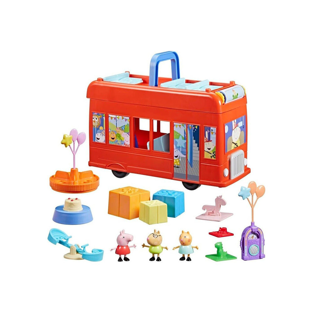 Hasbro Peppa Pig Peppas 2-In-1 Party Bus Playet Με Φιγούρες Και Αξεσουάρ Παιχνιδιών