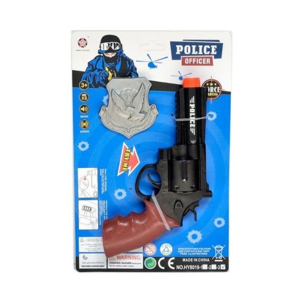 Αστυνομικό Περίστροφο Όπλο με Μπαταρίες και Αστυνομικό Σήμα - 2 Τμχ