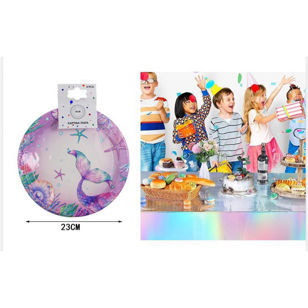 OEMΠιατάκια Party Χάρτινα Ουρά Γοργόνας 23εκ 6Τμχpapell.gr