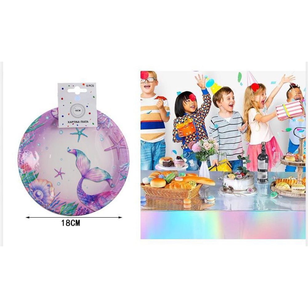 Πιατάκια Για Party Ουρά Γοργόνας 18εκ 6Τμχ