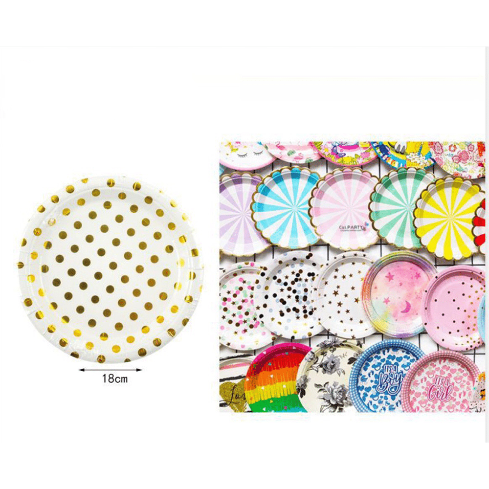 Χαρτινα Πιατακια Party Χρυσες Βουλες Πουα 6 Τμχ 18 Εκ