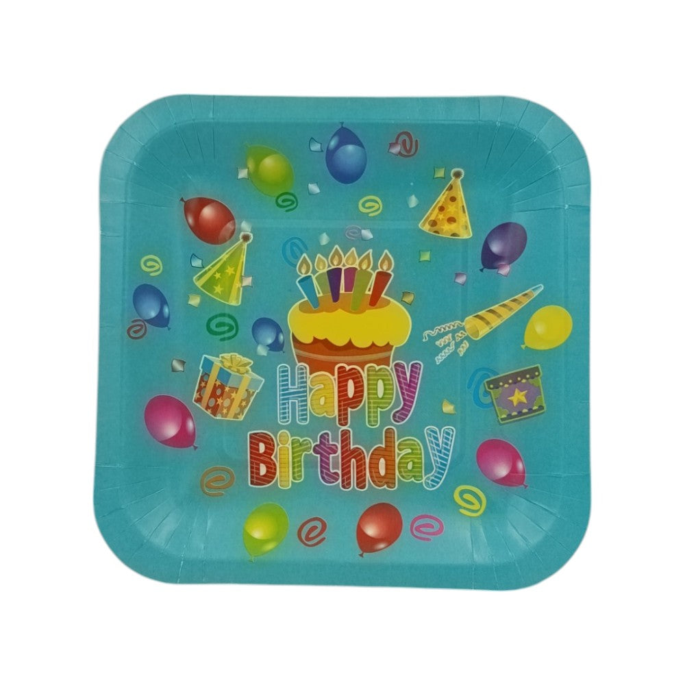 OEMΠιατάκια Party Τετράγωνα Happy Birthday Σετ 12Τμχpapell.gr