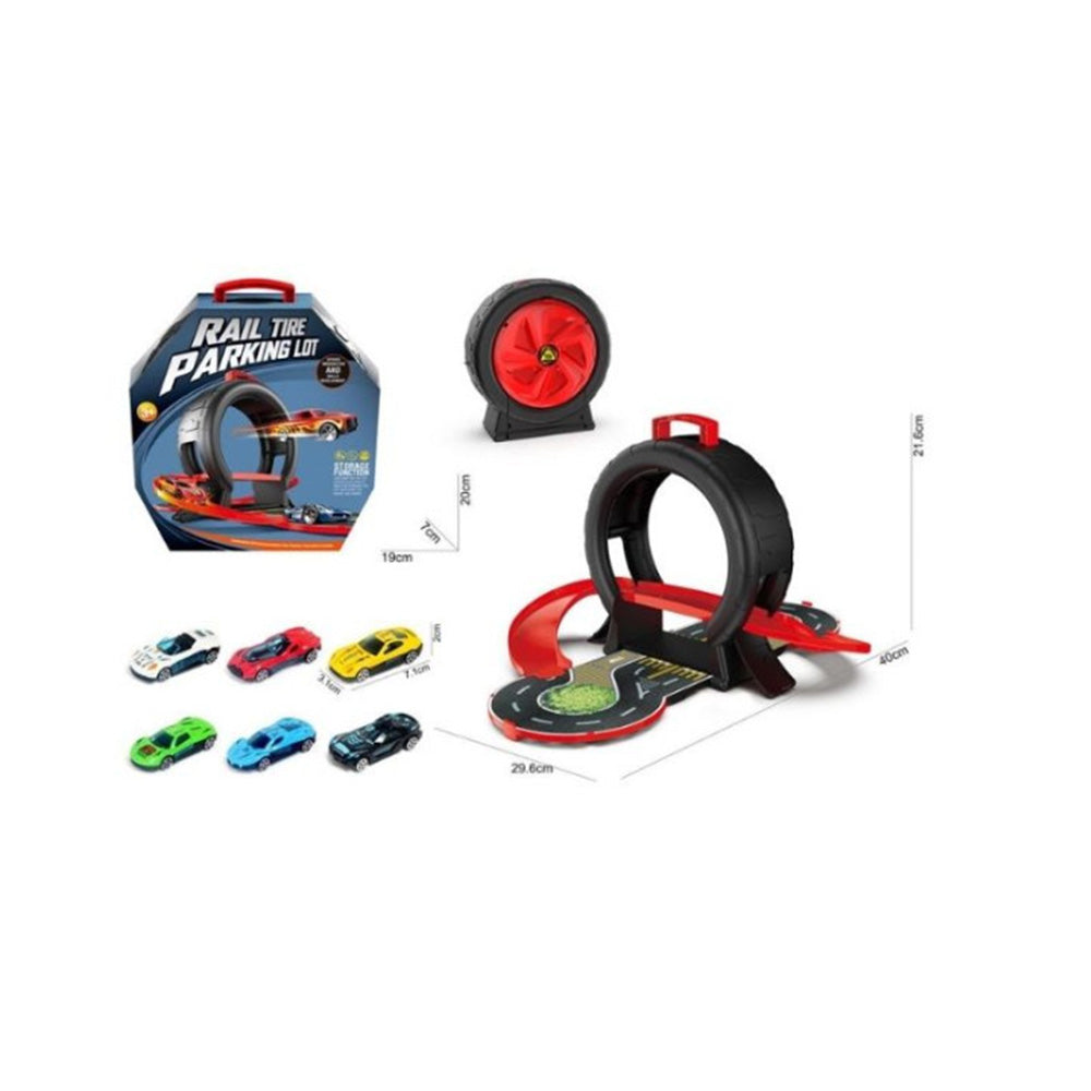 Πίστα Εκτόξευσης Ρόδα Κόκκινη Με 2 Αγωνιστικά Οχήματα Διάφορα Σχέδια 20X19X7εκ