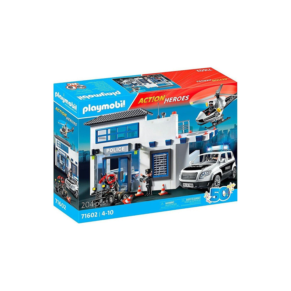 71602 Playmobil Action Heroes Αστυνομικό Τμήμα Με Περιπολικό Και Ελικόπτερο 