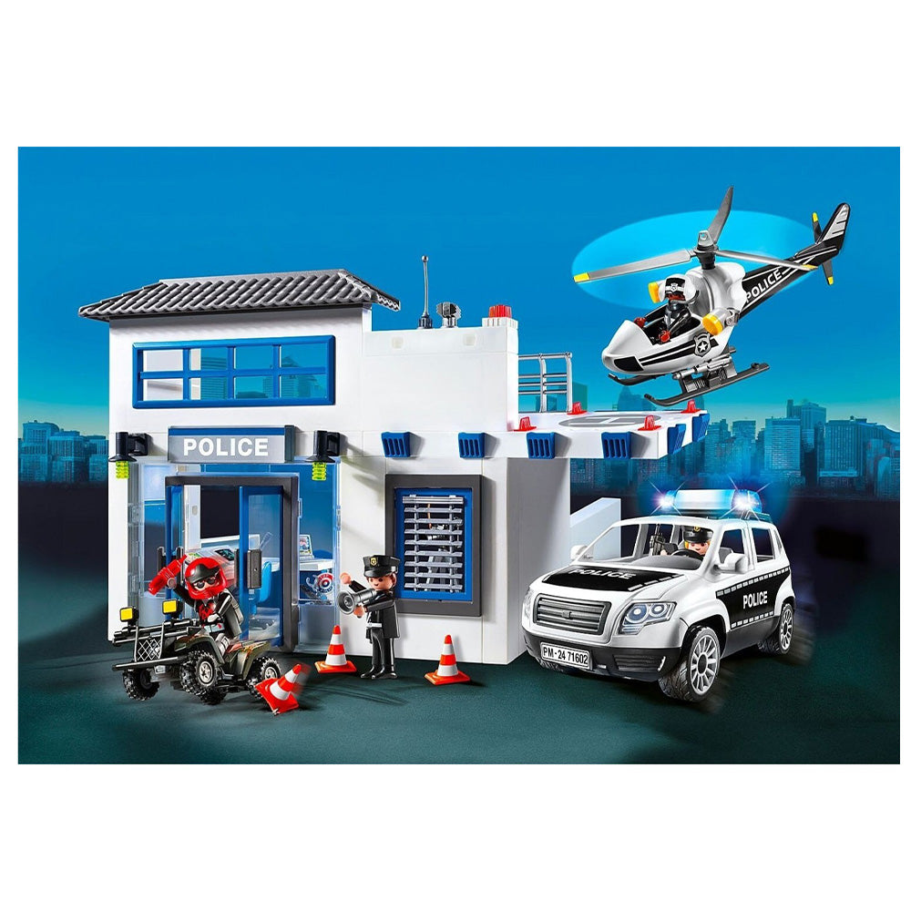 71602 Playmobil Action Heroes Αστυνομικό Τμήμα Με Περιπολικό Και Ελικόπτερο 