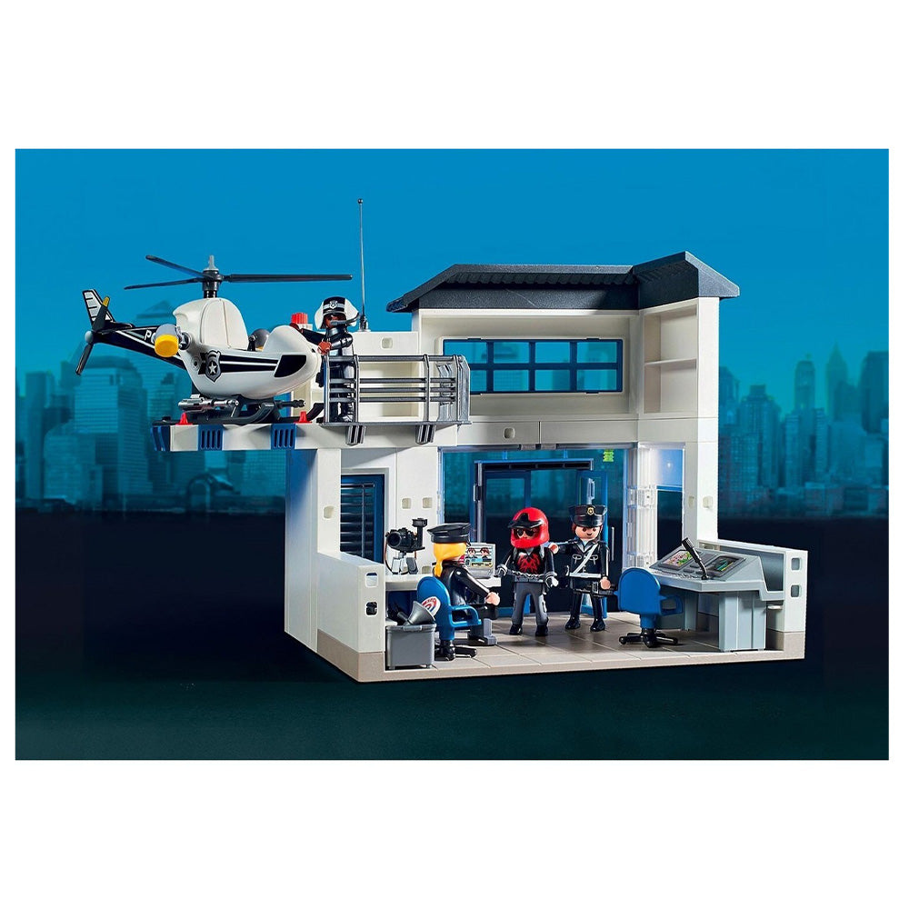 71602 Playmobil Action Heroes Αστυνομικό Τμήμα Με Περιπολικό Και Ελικόπτερο 