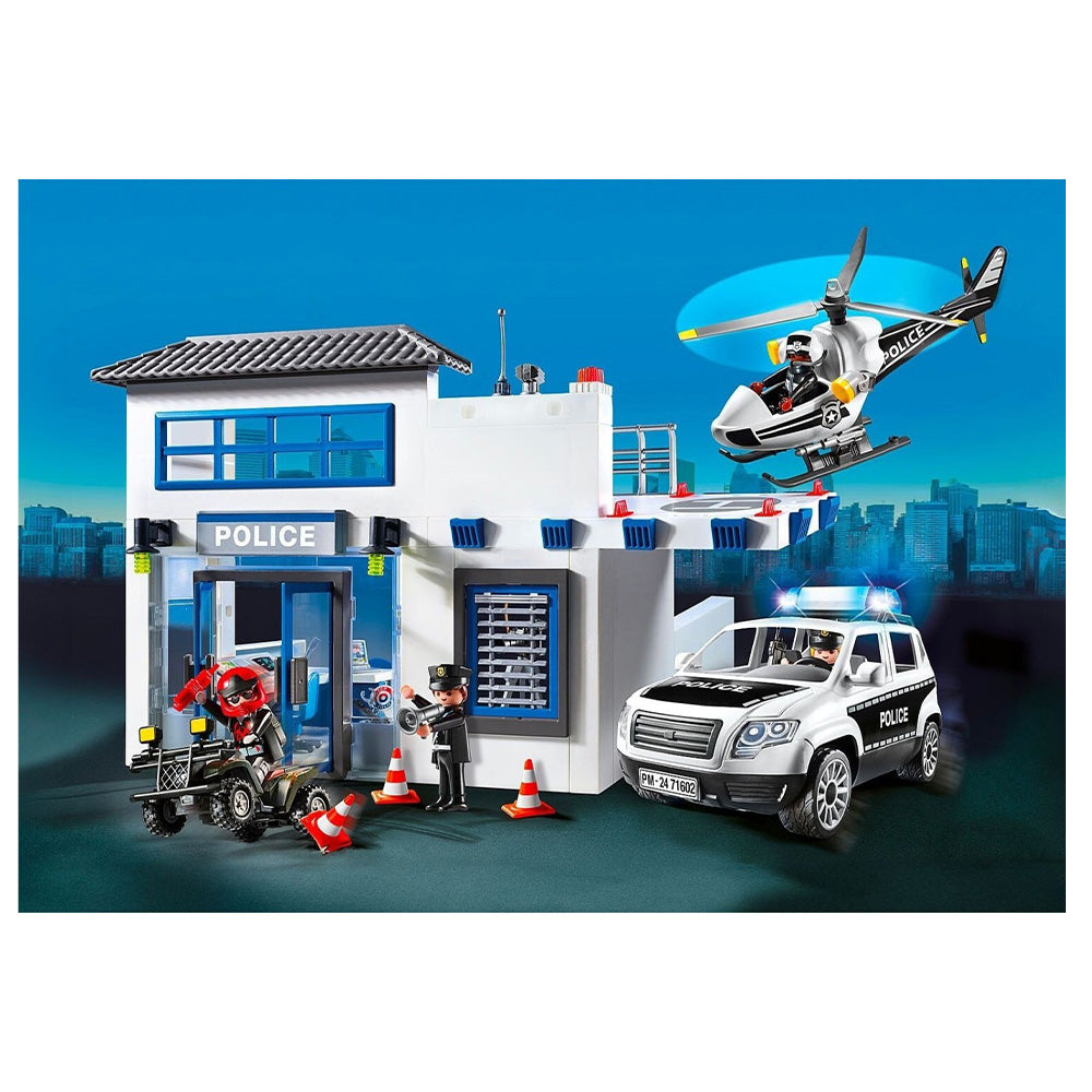 71602 Playmobil Action Heroes Αστυνομικό Τμήμα Με Περιπολικό Και Ελικόπτερο 