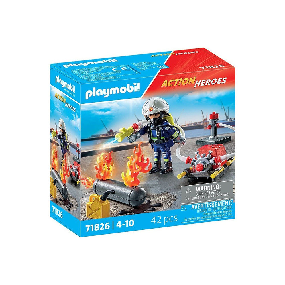 71826 Playmobil Action Heroes Πυροσβέστης Με Αντλία Νερού 