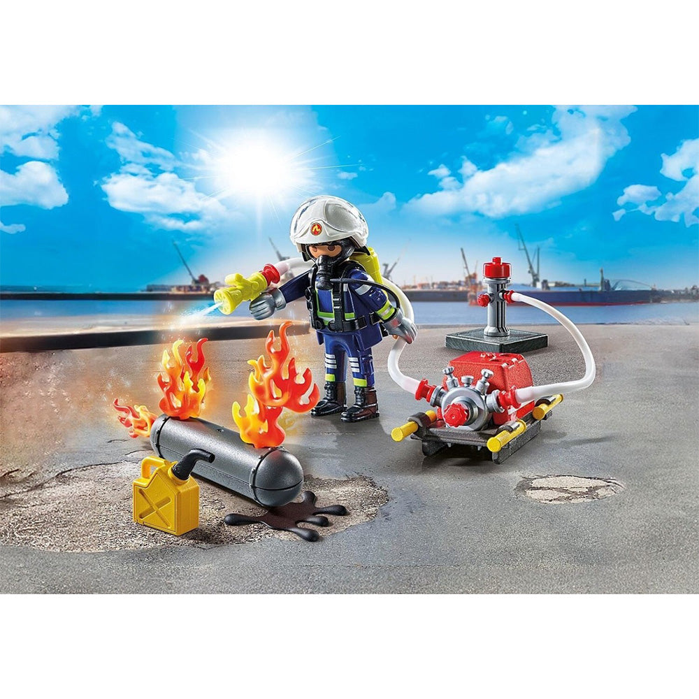 71826 Playmobil Action Heroes Πυροσβέστης Με Αντλία Νερού 