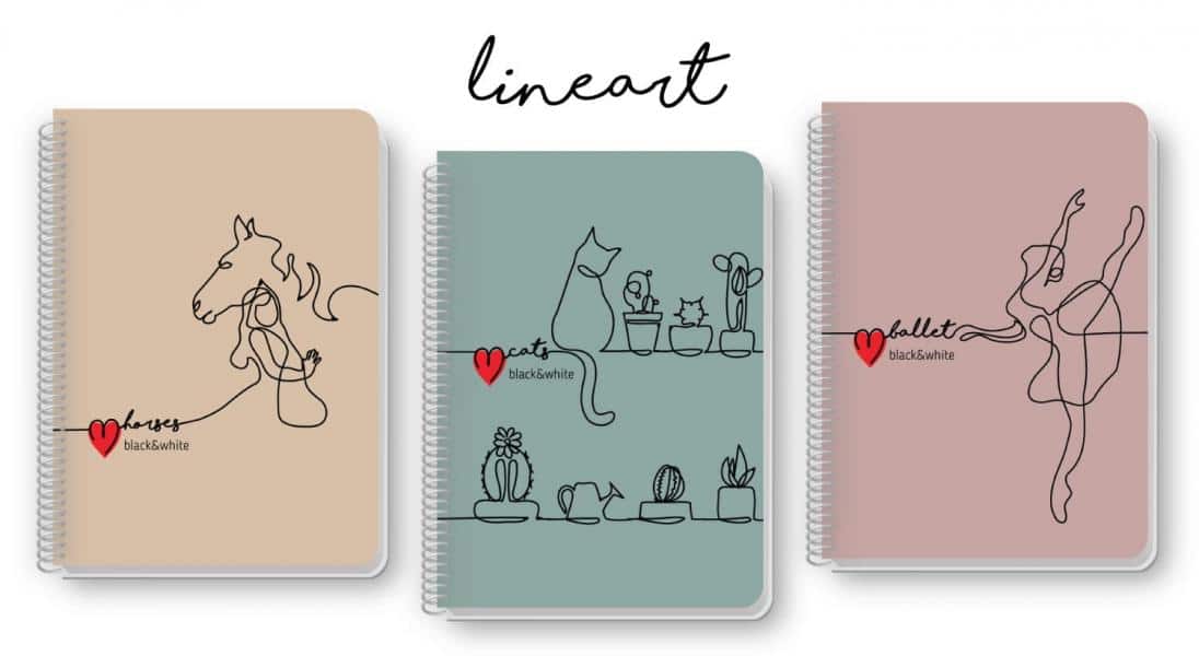 Black &Amp; White Τετραδιο Σπιραλ Line Art