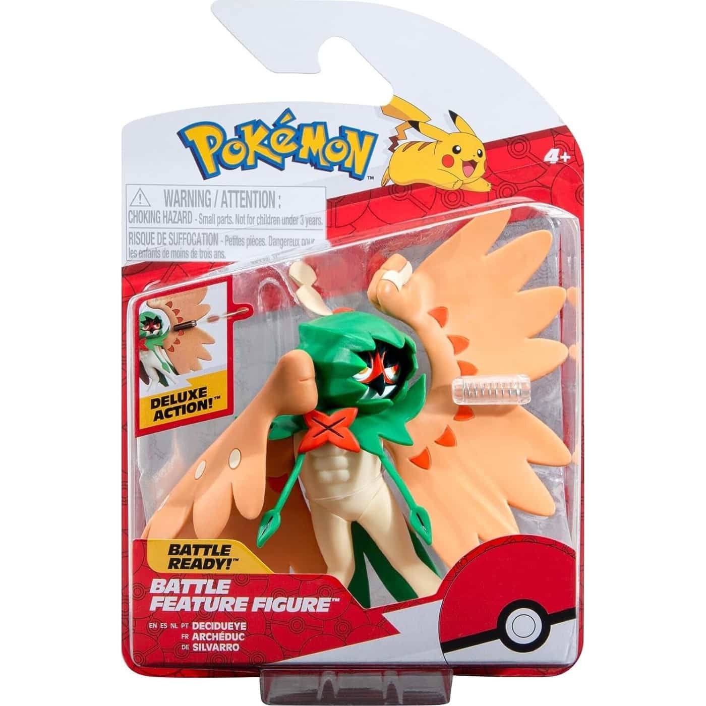 Jazwares Pokemon Feature 4.5-Inch Decidueye Battle Figure With Arrow Launcher
