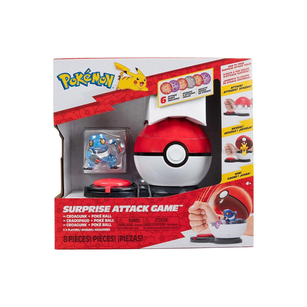 Jazwares Pokemon Παιχνίδι Μάχης 1τμχ W5 Croagunk With Poke Ball - Poison & Fighting Disks