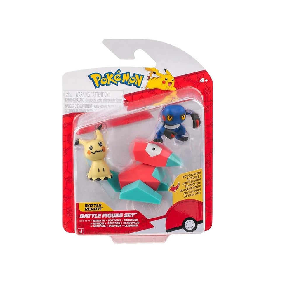 Jazwares Pokemon Φιγούρες Μάχης 3τμχ W26 Croagunk, Mimikyu & Porygon 