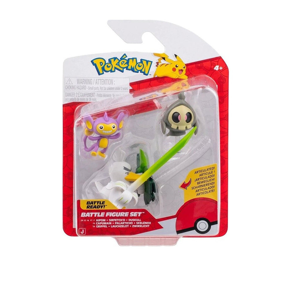 Jazwares Pokemon Φιγούρες Μάχης 3τμχ W26 Duskull With Stand, Aipom, & Sirfetch'd