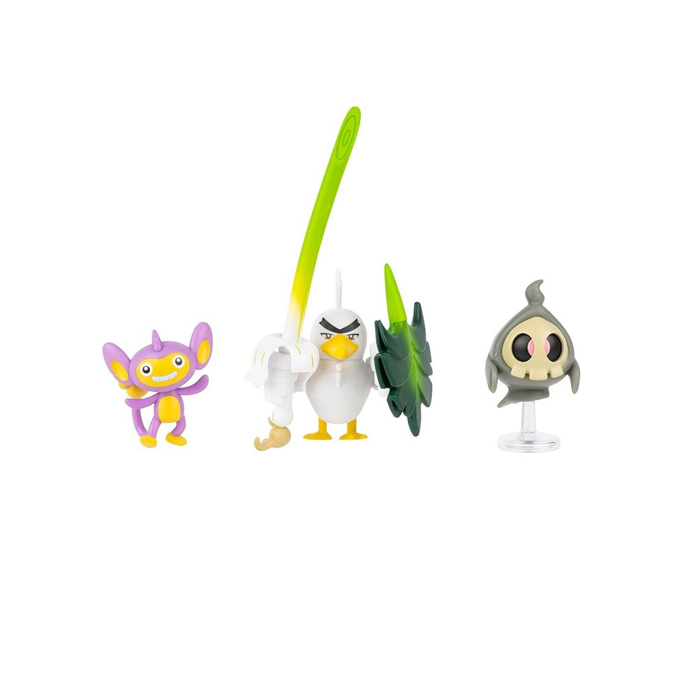 Jazwares Pokemon Φιγούρες Μάχης 3τμχ W26 Duskull With Stand, Aipom, & Sirfetch'd