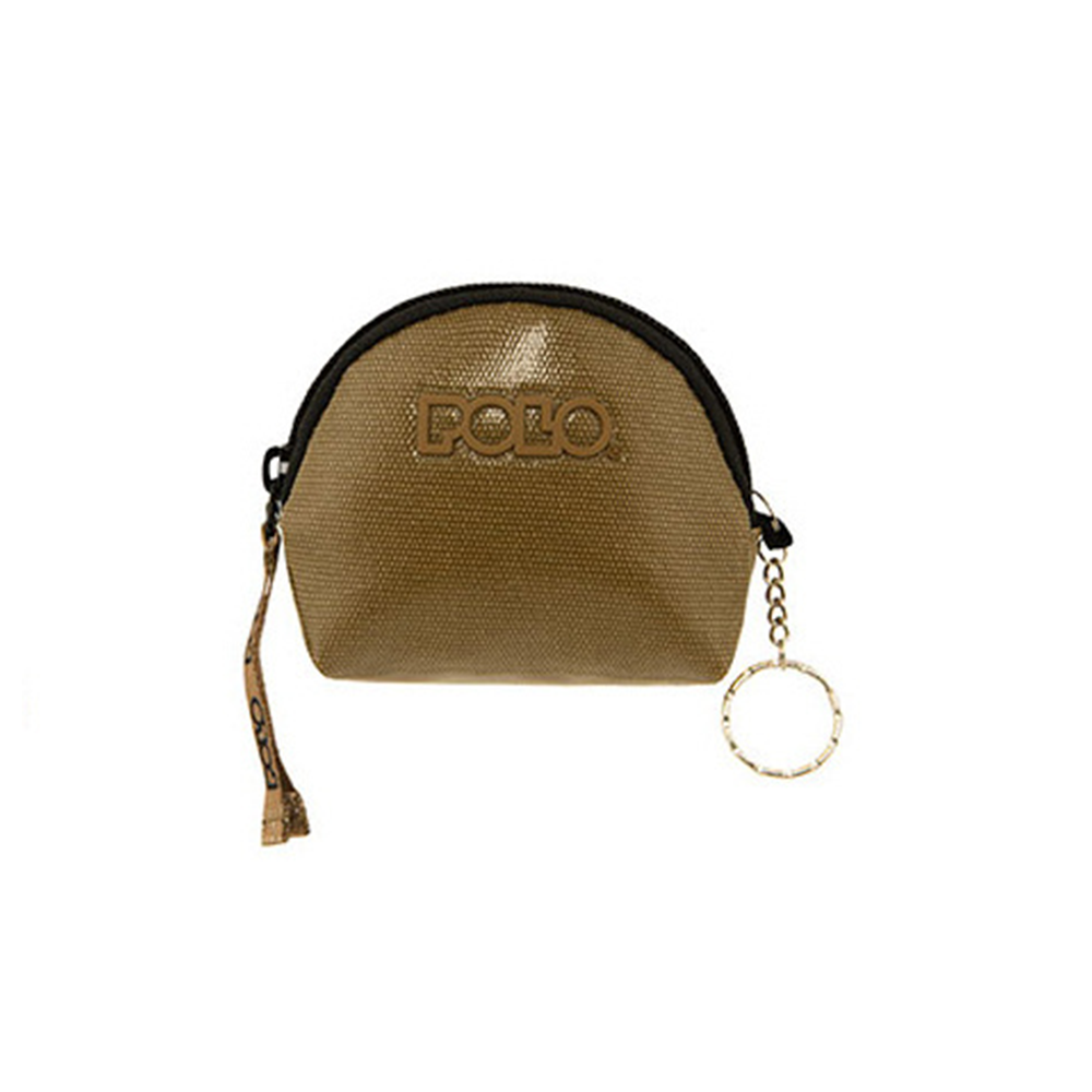 Polo Μίνι Πορτοφολάκι με Φερμουάρ Χακί Στρόγγυλο
