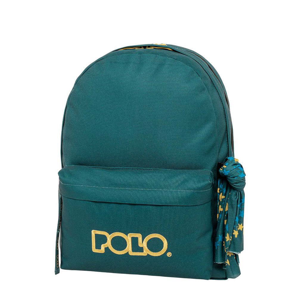PoloPolo Σακίδιο Original Double Scarf - Πετρόλ/Χρυσόpapell.gr