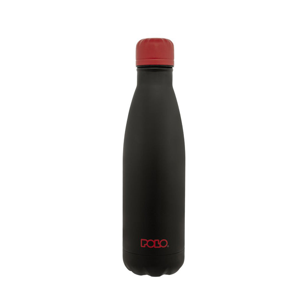 Polo Ανοξείδωτο Μπουκάλι Θερμός 500ml Μαύρο/Κόκκινο