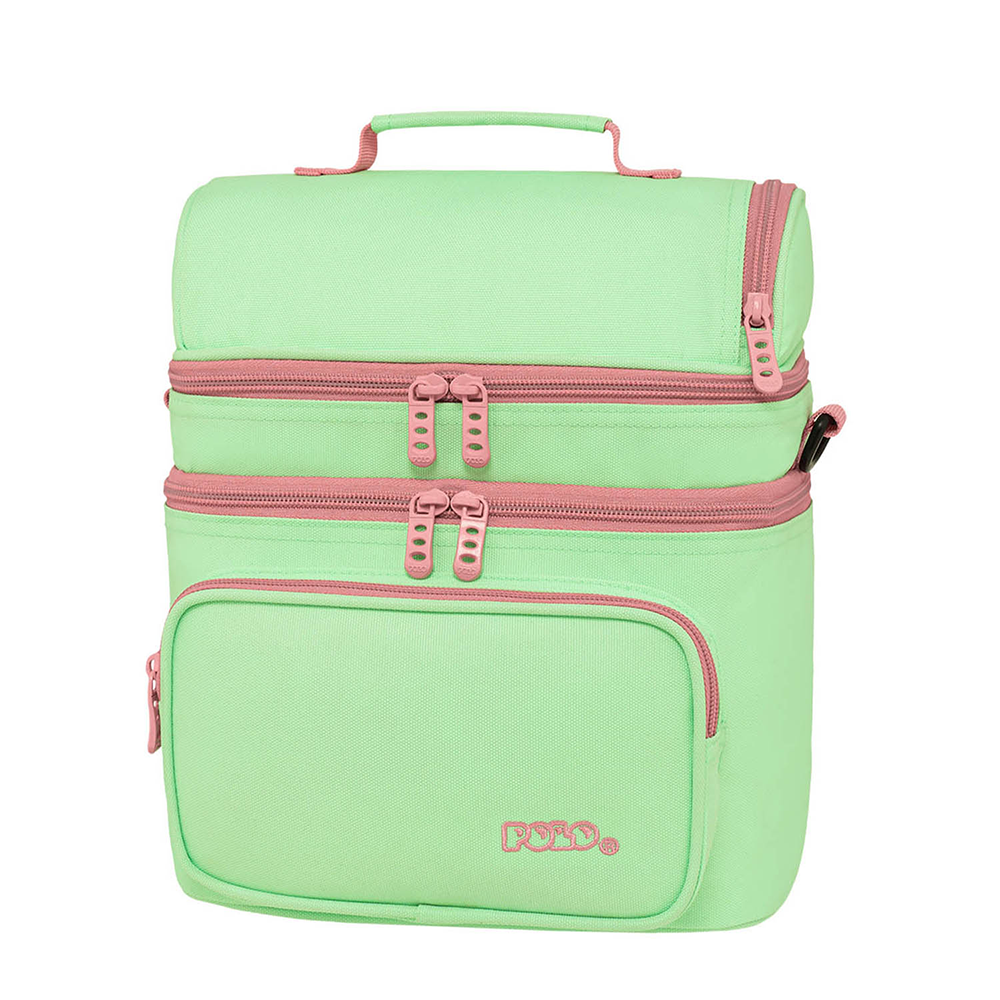 PoloPolo Τσαντάκι Φαγητού Double Cooler - Φυστικί/Ροζpapell.gr
