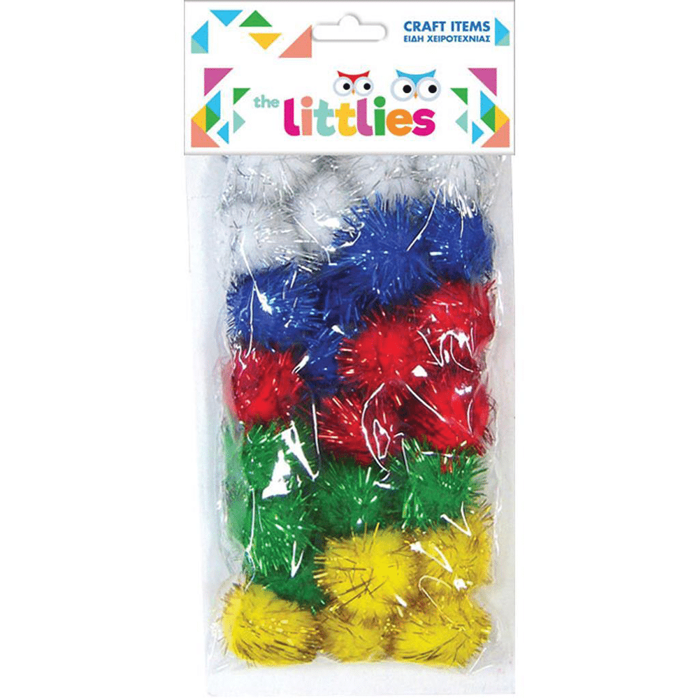 THE LITTLESThe Littlies Πομ Πομ Χειροτεχνίας Glitter 15 mm 30 Τεμάχια Διάφορα Χρώματαpapell.gr