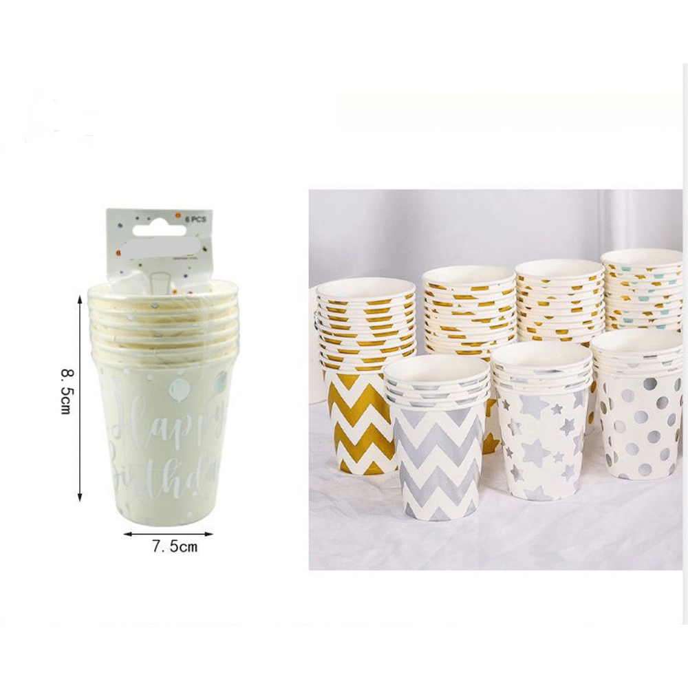 papell.grΠοτηρακια Για Party Happy Birthday Ασημι  6 Τμχpapell.gr