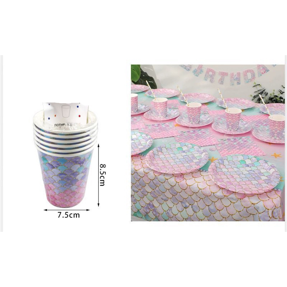 Ποτηράκια Party Σχέδιο Ουρά Γοργόνας 6Τμχ