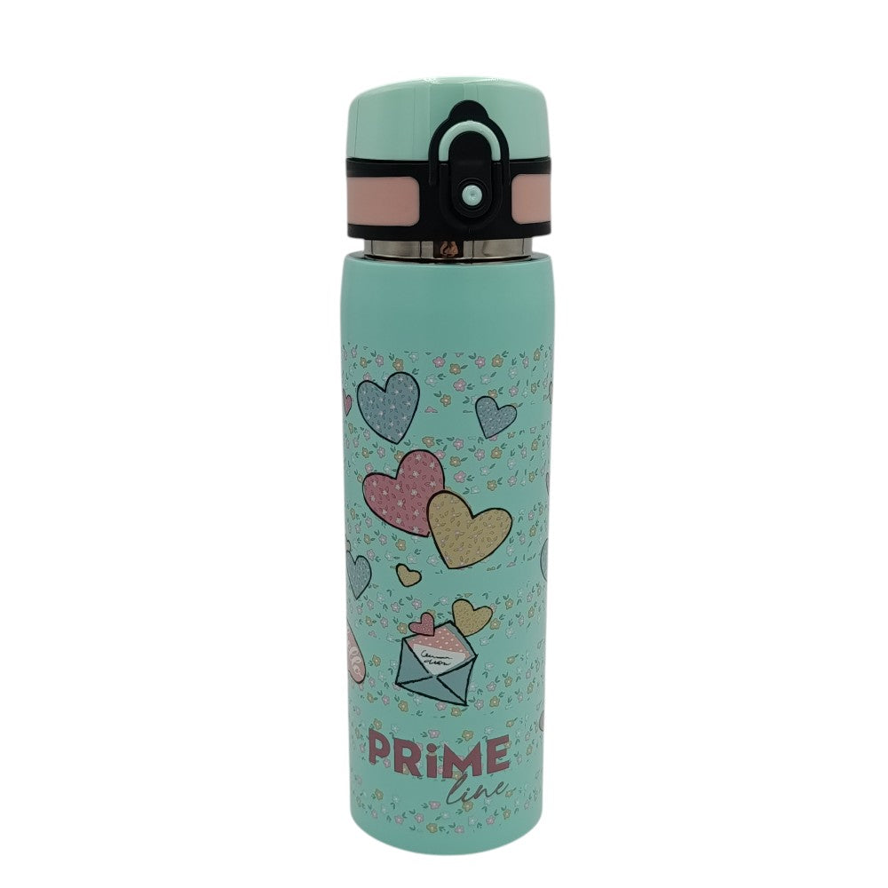 Prime Line Παγούρι Ανοξείδωτο Ατσάλι 600ml Με Καρδιές Βεραμάν