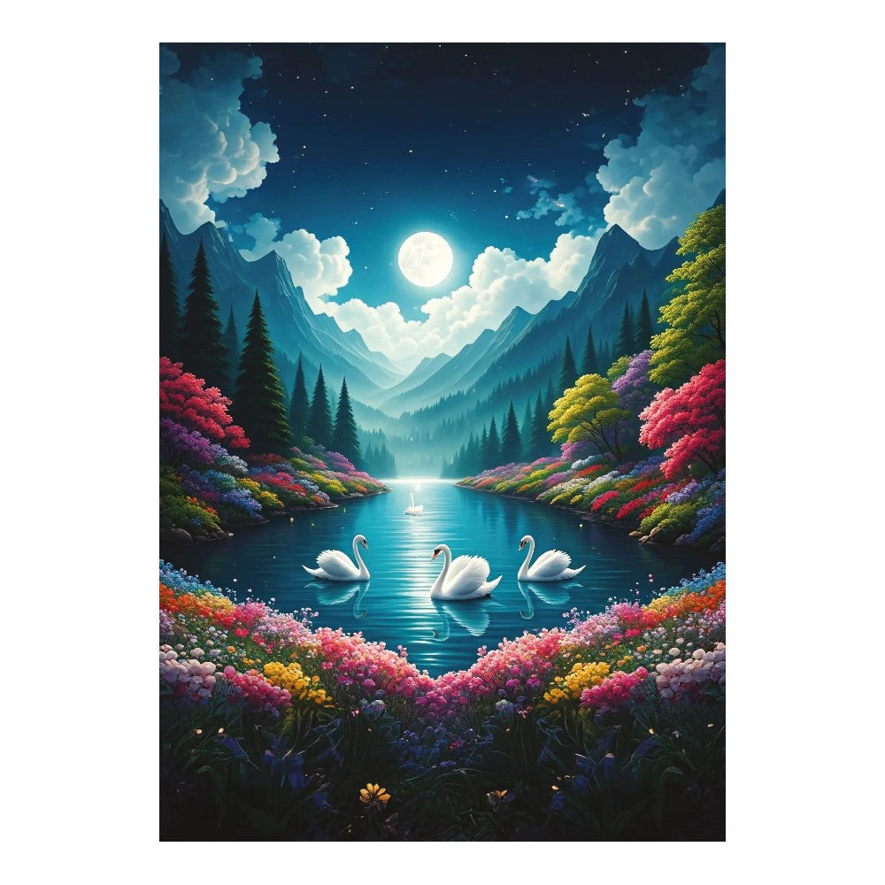 Puzzle Lake Swans In Moonlight 34x48 εκ 500 Τμχ