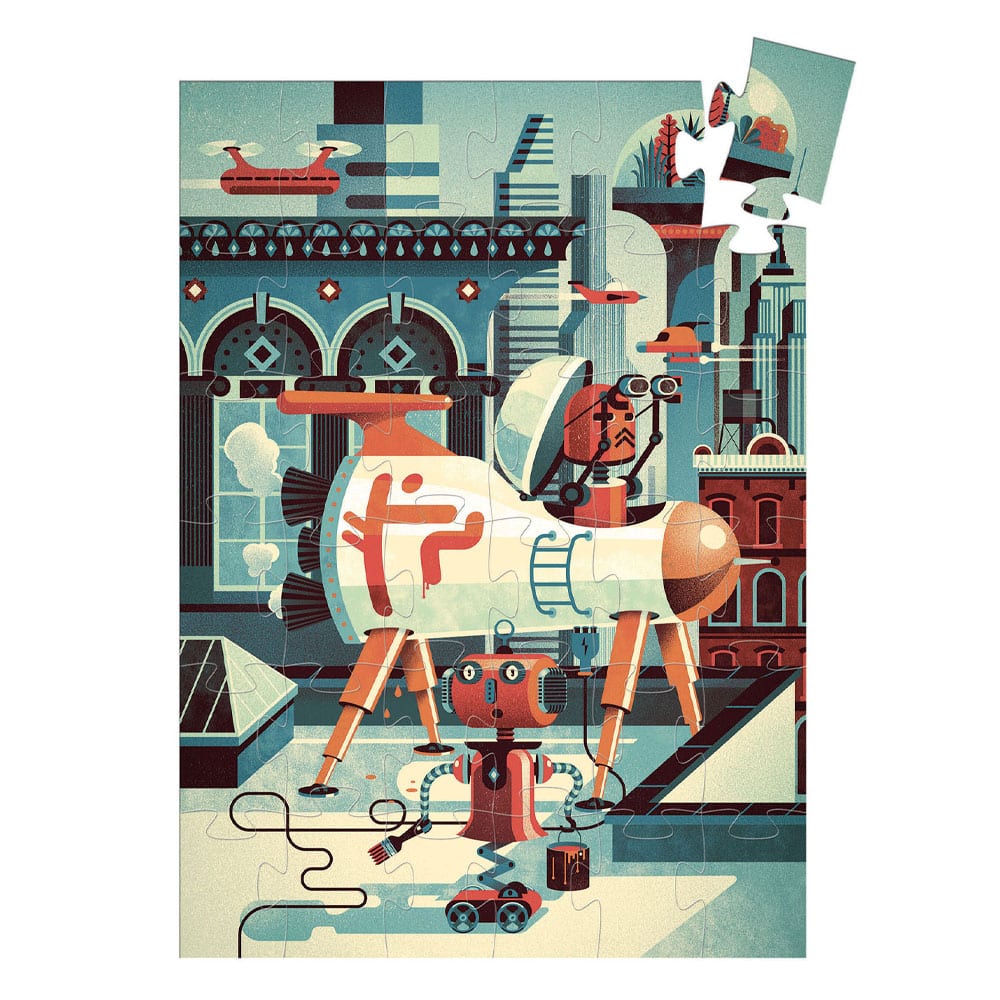 Djeco Puzzle Σε Σχηματικο Κουτι 'Ο Μπομπ Το Ρομποτ' 36Pcs