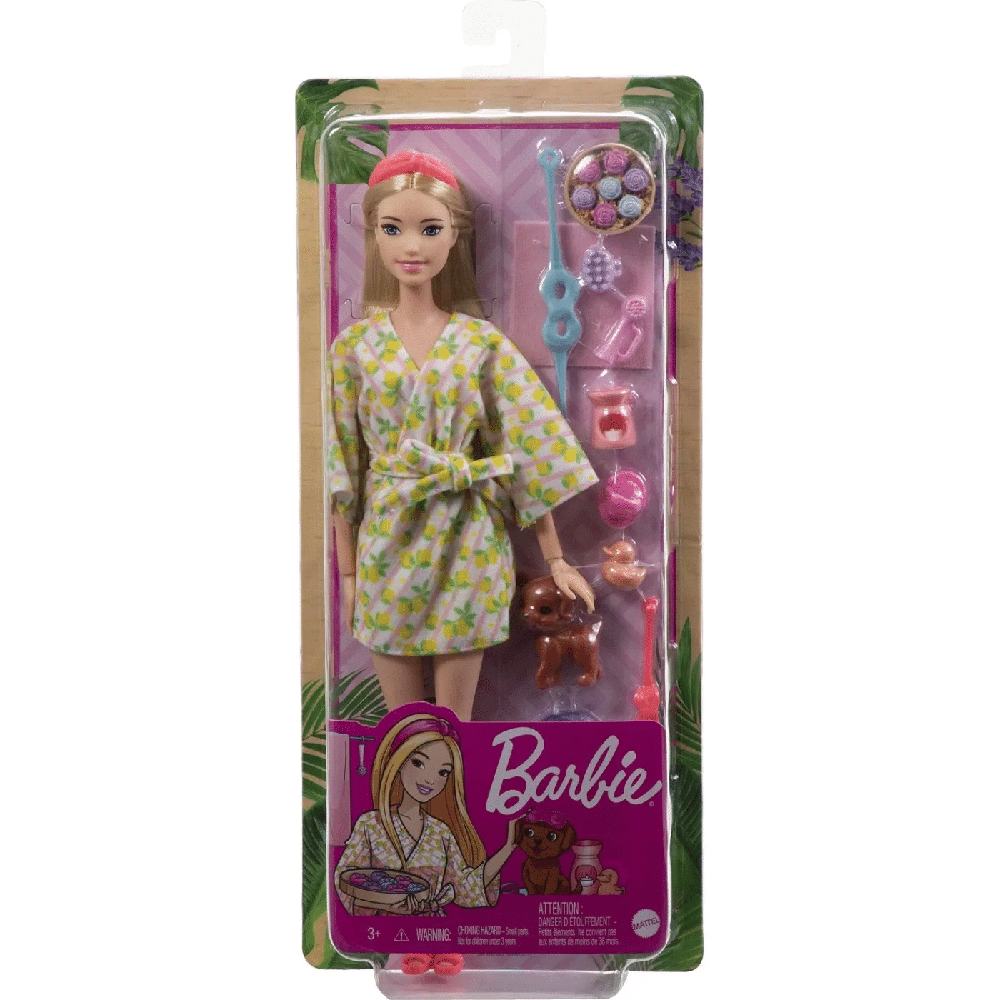Barbie Wellness Ημερα Ομορφιας Blonde Doll With Puppy