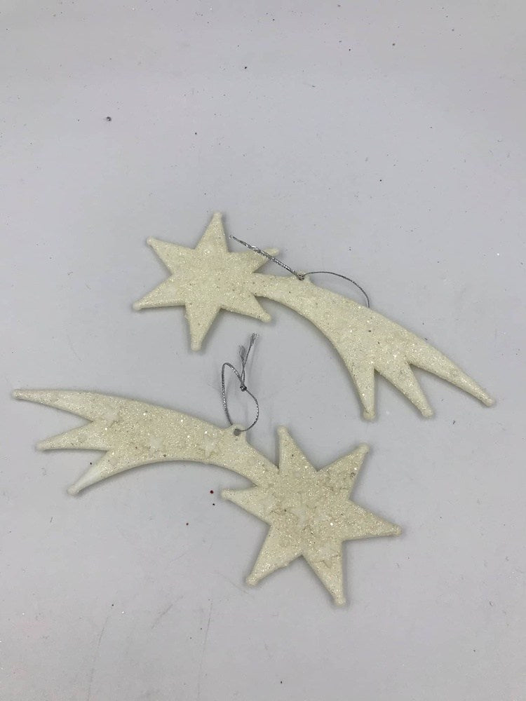 Χριστουγεννιατικο Στολιδι Λευκο Αστερι Με Στρας Σετ 2 Τμχ