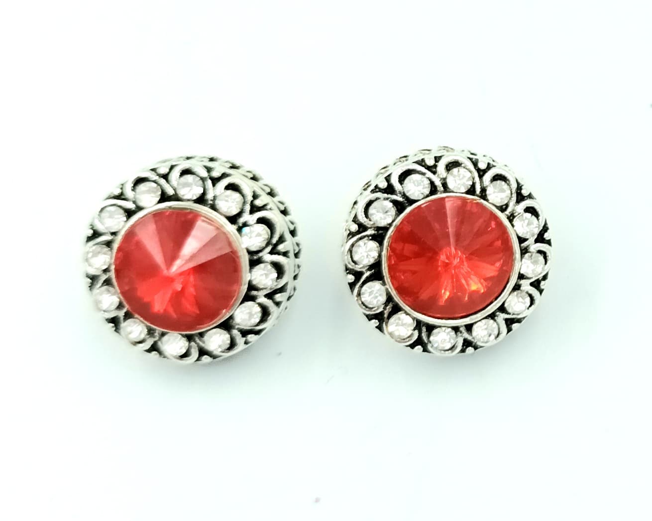 Σκουλαρικια Στρογγυλα Με Στρας Και Μεγαλο Πετραδι Φ2Cm