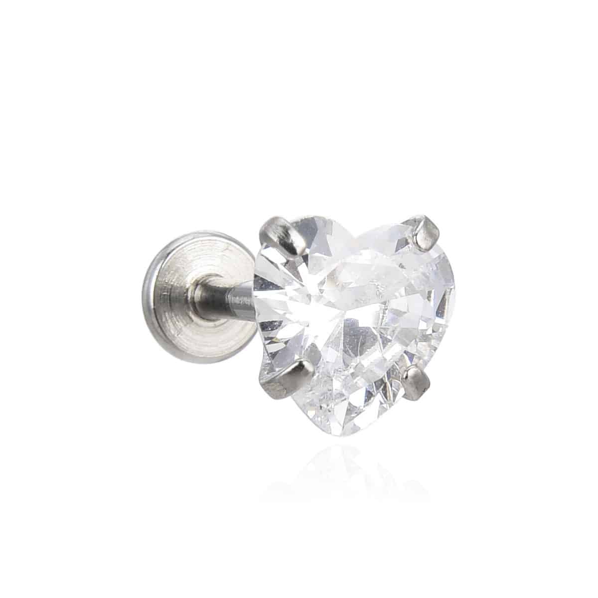 Σκουλαρικι Heart Tragus With Zircon 3-4-5-6Mm Surgical Steel 316L