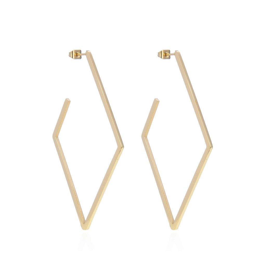 Asimi Σκουλαρικια Ρομβοι Stainless Steel Επιχρυσοι