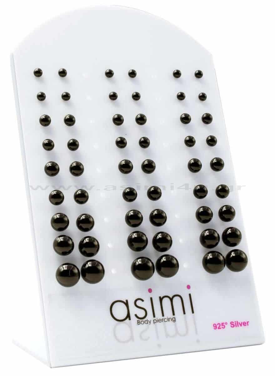 AsimiΑσημενιο Σκουλαρικι Μαυρη Μπιλιαpapell.gr