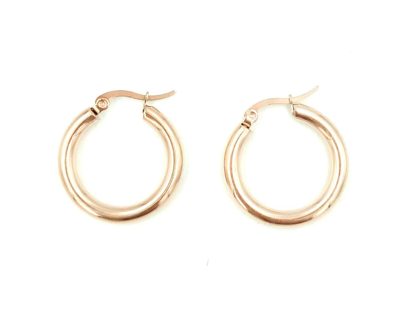 Κρικοι Stainless Steel Ροζ Gold Φαρδιοι Φ1.5Cm